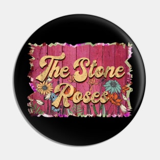 Classic Stone Personalized Flowers Proud Name Pin