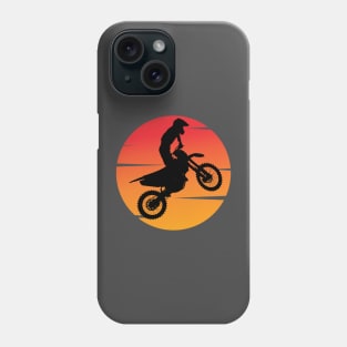 motocross silhouette jumping in front of the afternoon sun Phone Case