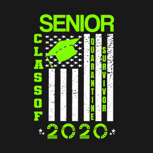 Senior Class Of 2020 Quarantine Survivor Green Distressed Flag T-Shirt