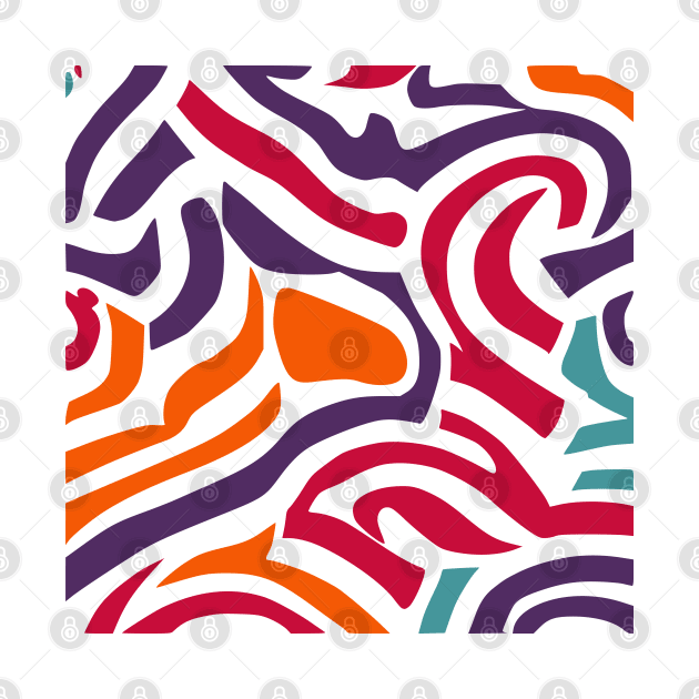 Red Orange Blue Teal Abstract Art by Golptika Design