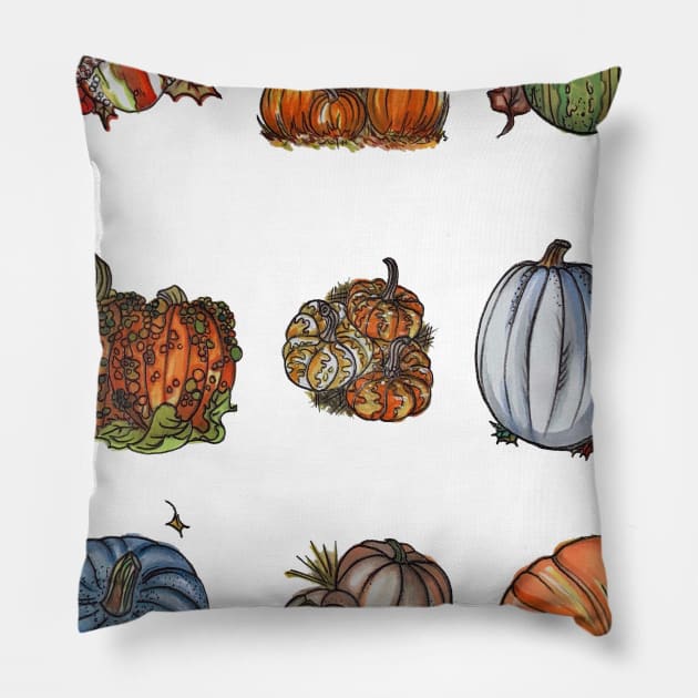 Pumpkin Patch Pillow by jilliandohertyart