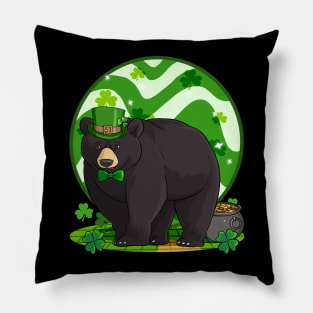 Black Bear St Patricks Day Leprechaun Pillow