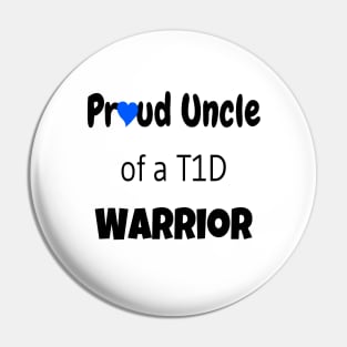 Proud Uncle Black Font Blue Heart Pin