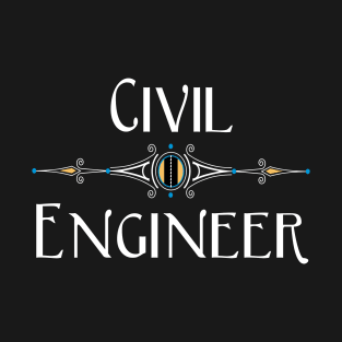 Civil Engineer Decorative Line White Text T-Shirt