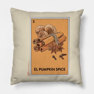 El Pumpkin Spice Loteria Card Pillow