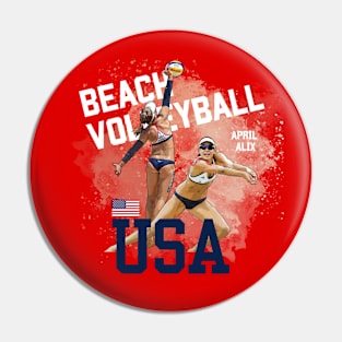 2024 Olympics Beach Volleyball April Alix USA Cartoon Pin