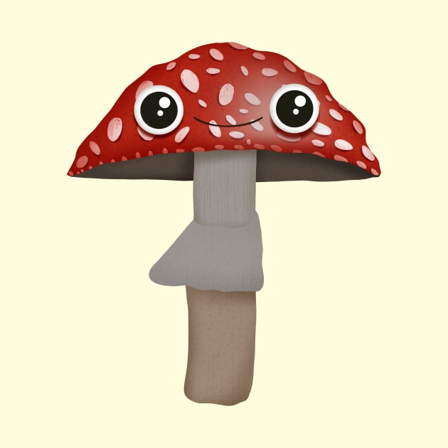 Red and White Kawaii Mushroom by Maddyslittlesketchbook