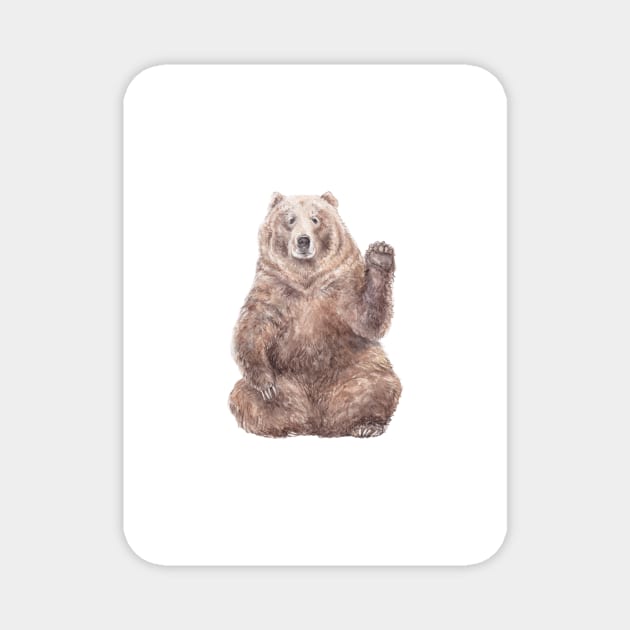 Brown Bear Saying HI Magnet by wanderinglaur