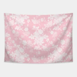 Romantic White Rose Floral Painting Pink Pattern Tapestry