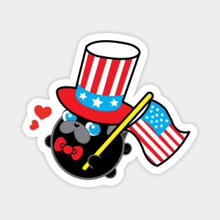 Poopy the Pug Puppy - Independence Day Magnet