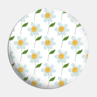 Flower background with smiling chamomiles Pin