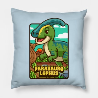 Cute Parasaurolophus Dino Cartoon Pillow