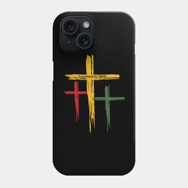 Black Christian Cross Juneteenth 1865 Phone Case by Teewyld