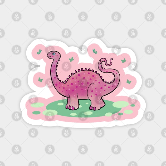 cute pink dinosaur Magnet by weilertsen