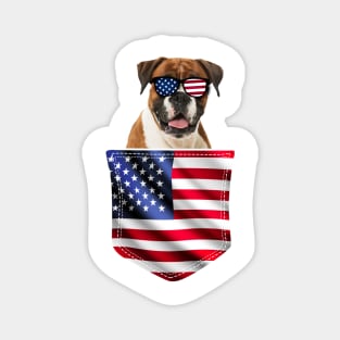 Boxer In Pocket American Flag 4th Of July Magnet