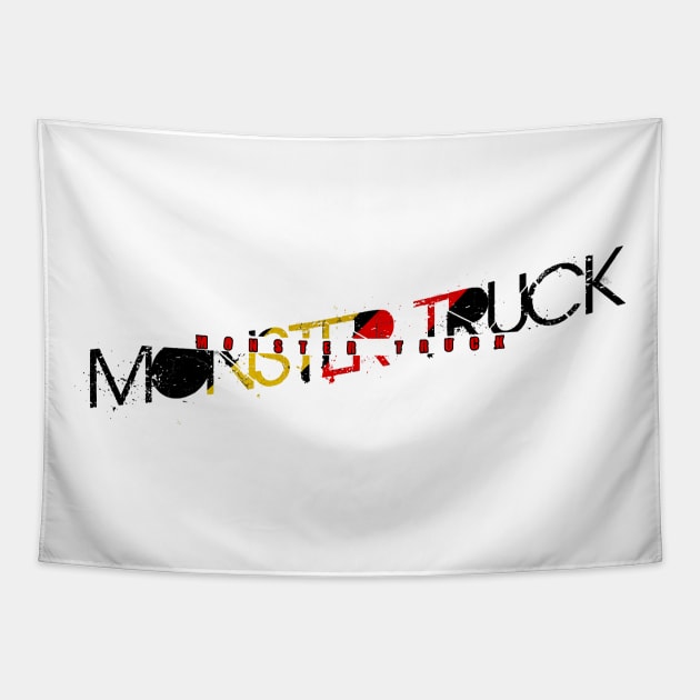 vintage typo Monster Truck Tapestry by NamaMarket01