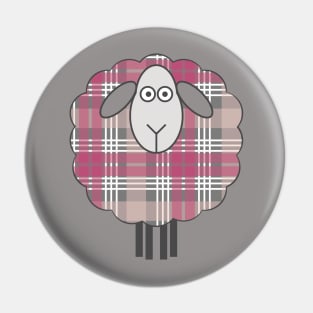 Scottish Pink, White and Grey Tartan Patterned Sheep Pin