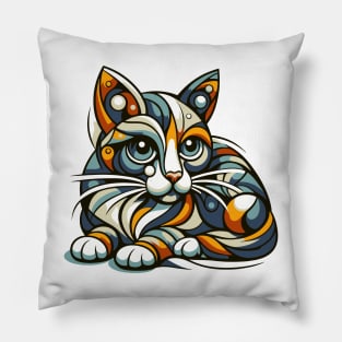 Pop art cat illustration. cubism cat illustration Pillow