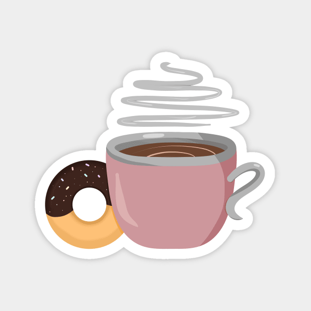 Coffee & Frosted Doughnut Magnet by PandLCreations