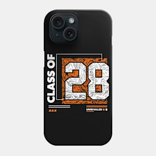 Class of 2028 Urban Streetwear // Graduation Class of '28 Orange Phone Case