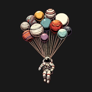 Astronaut Balloon Planets T-Shirt