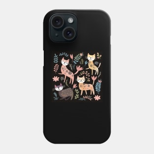 Minimalist Cat with Flowers Phone Case