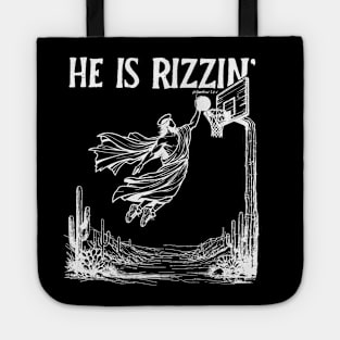 He is Rizzin Funny Easter Jesus Tote