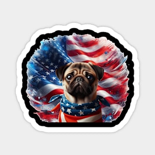 Patriotic Dogs of the United States of America - Pug Magnet