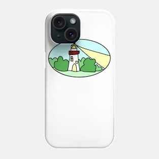 Summery Lighthouse Drawing in an Oval, Made by EndlessEmporium Phone Case