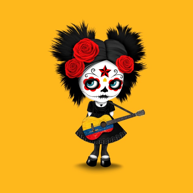 Sugar Skull Girl Playing Colombian Flag Guitar by jeffbartels