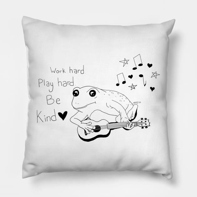 Ukulele Frog Pillow by Natalie Gilbert