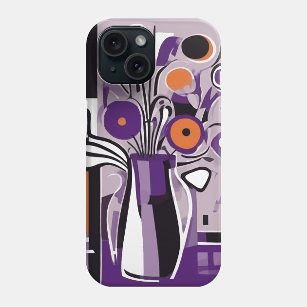 Abstract Geometric Flowers in a Purple Vase After Miró Phone Case by bragova