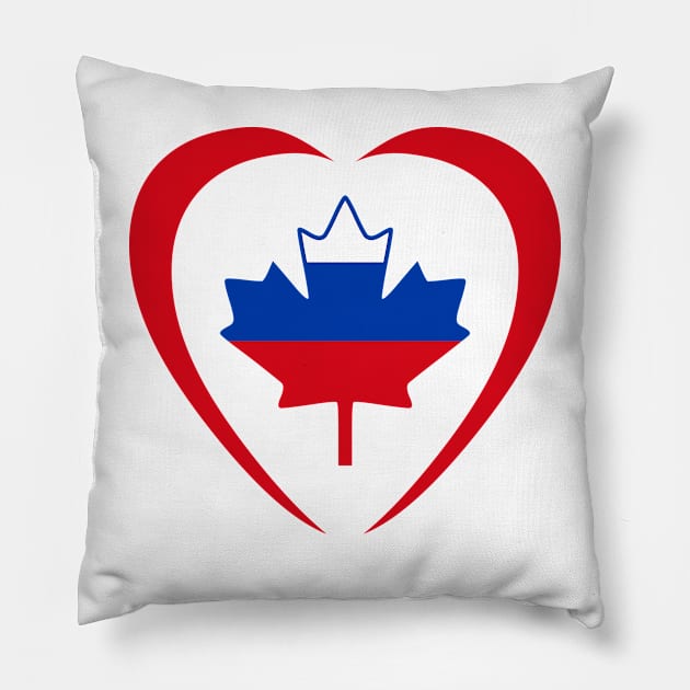 Russian Canadian Multinational Patriot  (Heart) Pillow by Village Values