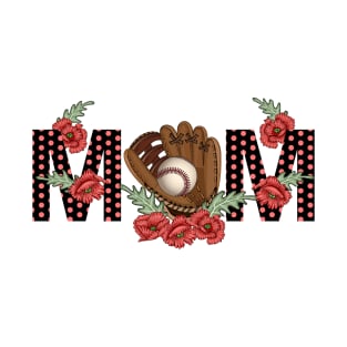 Baseball Mom Floral Design T-Shirt