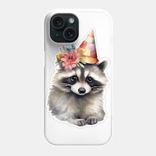 Raccoon Princess in floral cone hat Phone Case