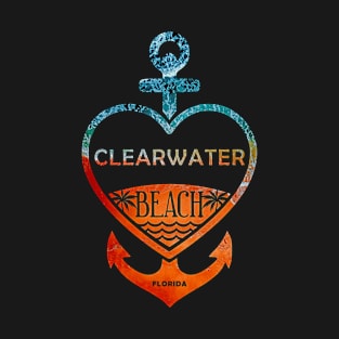 Clearwater Beach, Florida, Sandy Heart Ship Anchor T-Shirt