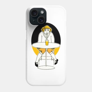 Blonde woman drinking orange juice Phone Case