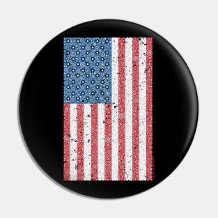 United States Of America Distressed Flag Circle Design Pin