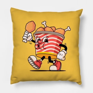 Fried chicken bucket cartoon mascot Pillow