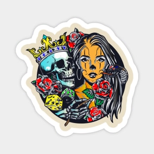 Girl with romantic skull Magnet