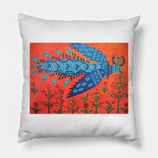 sun bird rye and wheat 1980 - Maria Primachenko Pillow