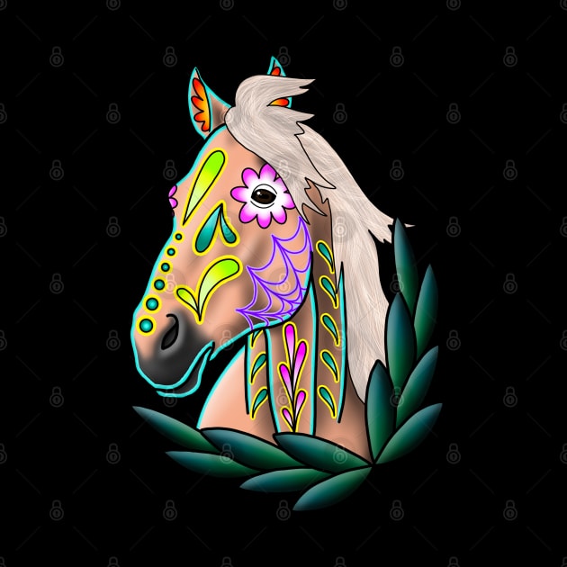 Day of the Dead Palomino Sugar Skull Horse by prettyinink