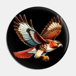 Flying Red Tailed Hawk Pin