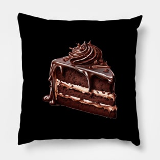 A Delicious Piece Of A Chocolate Cake Design Pillow