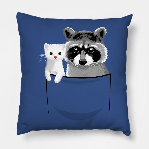 Raccoon and ferret in pocket Pillow by albertocubatas