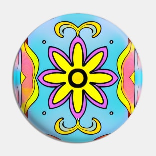 Psychedelic Flower 4 | AI Generated design by @remlorart T-Shirt Pin
