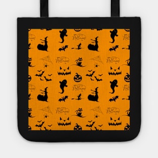 Halloween Pattern on  orange background Tote