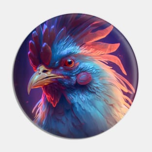 Rooster Animal Portrait Painting Wildlife Outdoors Adventure Pin