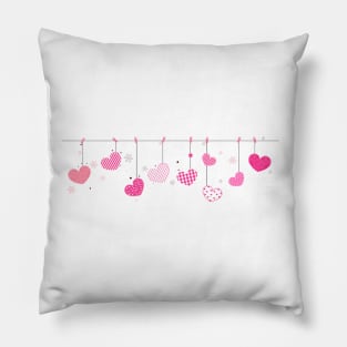 Happy Valentine's day hanging pink hearts Pillow