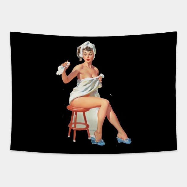 Vintage Pinup Girl Clipart Bathing Beauty Tapestry by StacysCellar